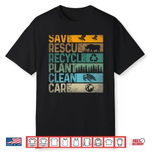 Save Bees Rescue Animals Recycle Plastics Fun ( On Back ) Shirt