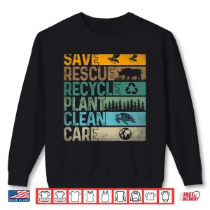 Sweatshirt Save Bees Rescue Animals Recycle Plastics Fun On Back Shirt