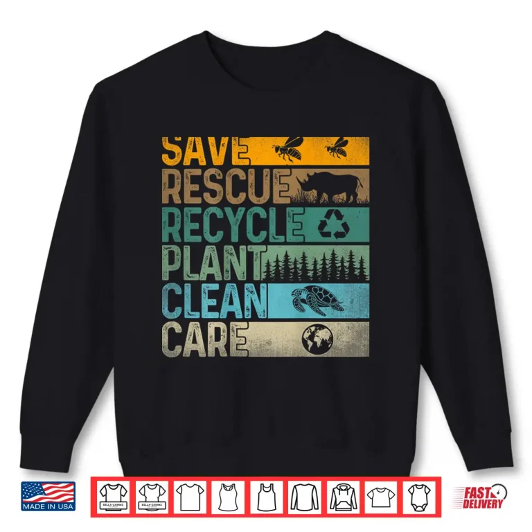 Sweatshirt Save Bees Rescue Animals Recycle Plastics Fun On Back Shirt