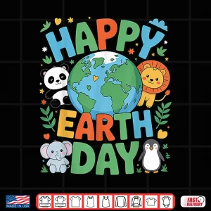 Smiling Earth Surrounded By Baby Animals Happy Earth Day Shirt 4 Design Smiling Earth Surrounded by Baby Animals Happy Earth Day Shirt