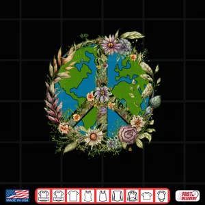 Design Vintage Peace sign Floral Earth Earth day Shirt