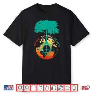 World Peace Tree Love People Earth Day 60S 70S Hippie Retro Shirt