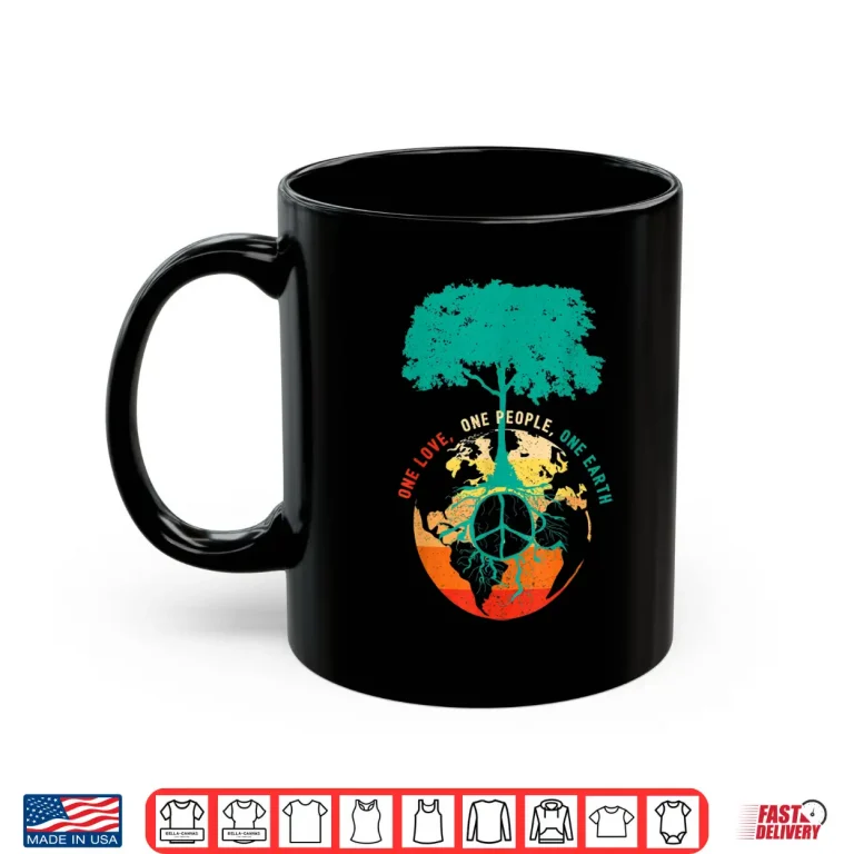 Mug World Peace Tree Love People Earth Day 60s 70s Hippie Retro Shirt