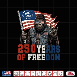 Design 250 Years American 1776 2026 250th Birthday Bigfoot Lovers Shirt