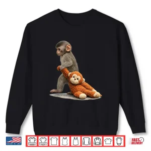 Sweatshirt The Monkey Punch with Plush Toy Cute Baby Stuffed Animal Shirt