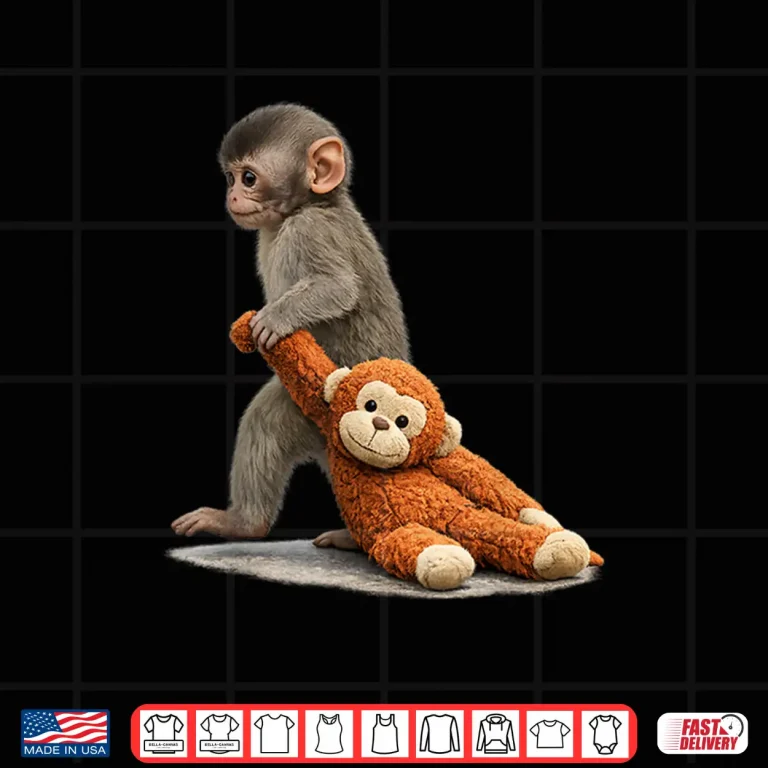 Design The Monkey Punch with Plush Toy Cute Baby Stuffed Animal Shirt