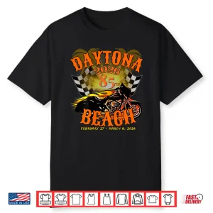 2026 Daytona Beach Florida 85Th Anniversary Art On Back Shirt