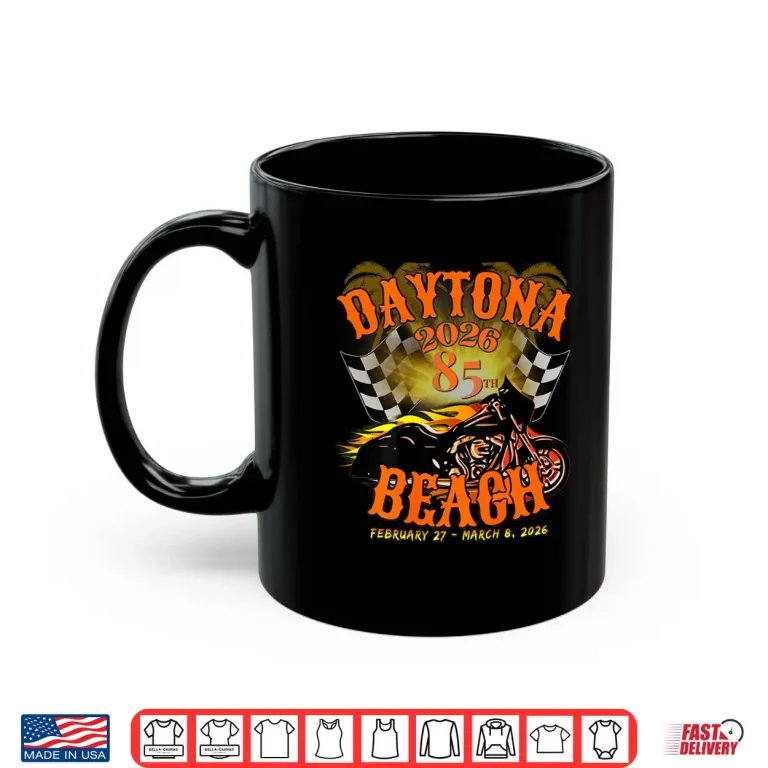 Mug 2026 Daytona Beach Florida 85th Anniversary Art On Back Shirt