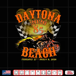 Design 2026 Daytona Beach Florida 85th Anniversary Art On Back Shirt