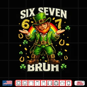 Design 67 St Patricks Day Shirts for Kids Boys Six Seven Bruh Funny Shirt