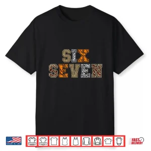 Boys Animal Print Clothes Six Seven Kids Zoo 67 Meme Girls Shirt