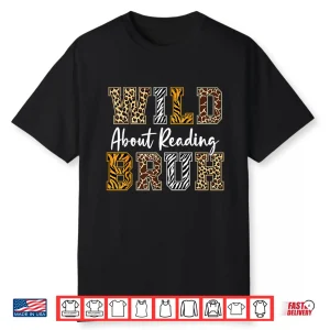 Boys Animal Print Clothes Wild About Reading Kids Book Lover Shirt