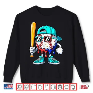 Sweatshirt Baseball Drip for Boys Ice Cream Drip Baseball Sport Lover Shirt