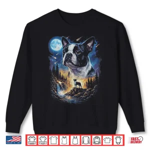 Sweatshirt Boston Terrier Howling at The Moon Vintage Dog Art Shirt