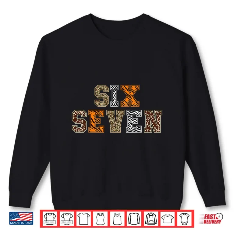 Sweatshirt Boys Animal Print Clothes Six Seven Kids Zoo 67 Meme Girls Shirt
