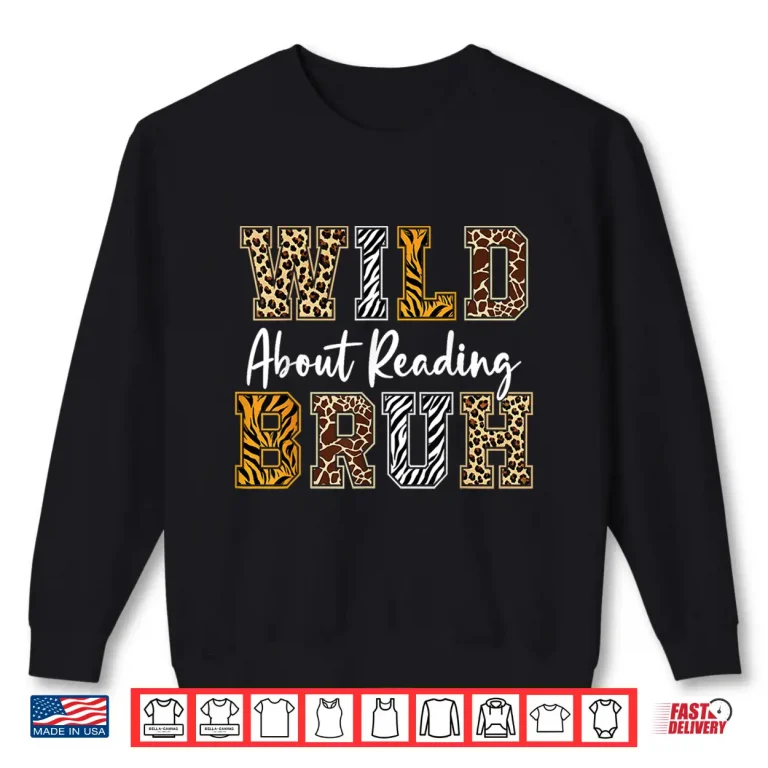Sweatshirt Boys Animal Print Clothes Wild About Reading Kids Book Lover Shirt