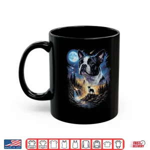 Mug Boston Terrier Howling at The Moon Vintage Dog Art Shirt