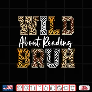Design Boys Animal Print Clothes Wild About Reading Kids Book Lover Shirt
