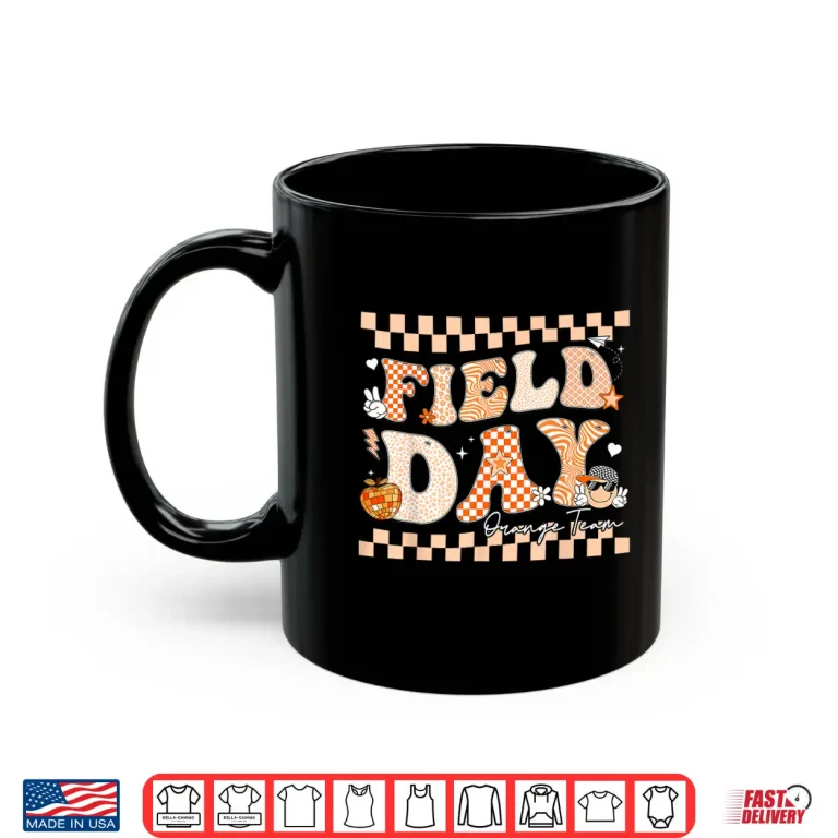 Mug Field Day Orange Team Smile Face Retro Men Women Kids Shirt
