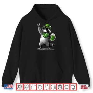 Hoodie Raccoon St Pattys Shamrock Beer Funny St Patricks Day Shirt