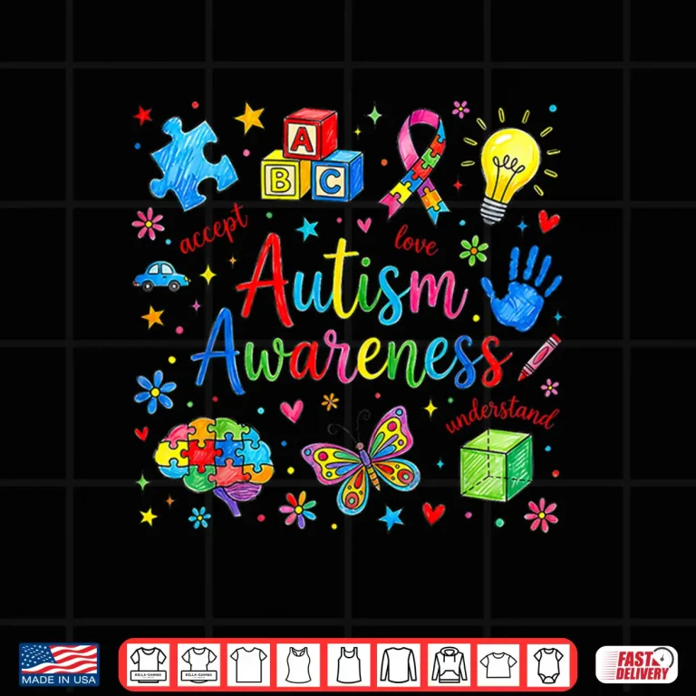 Design Autism Awareness Accept Understand Love Rainbow ASD Support Shirt