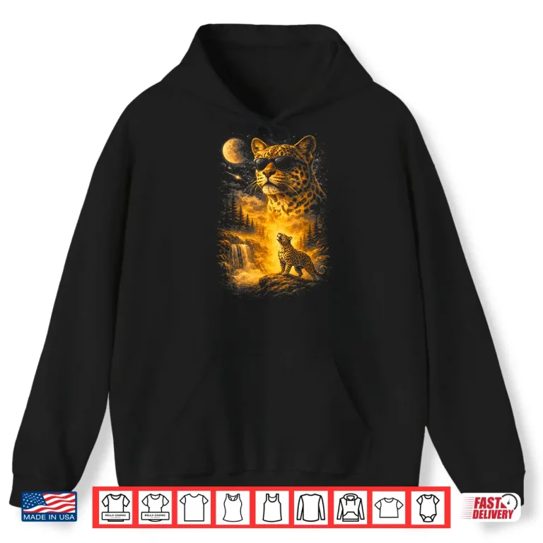 Hoodie Cheetah Howling to The Moon Meme 90s Animal Print Graphic Shirt