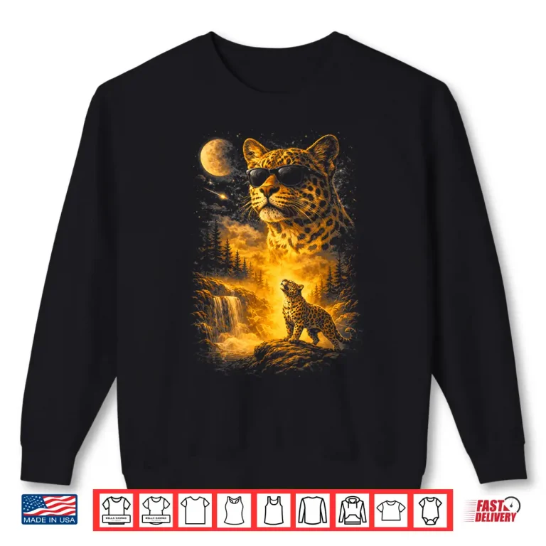 Sweatshirt Cheetah Howling to The Moon Meme 90s Animal Print Graphic Shirt