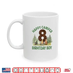 Mug Happy Camper 8 Forest Camping Boys 8th Birthday Adventure Shirt