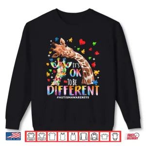 Sweatshirt Its Ok to Be Different Autism Mom Mama Cute Giraff Autism Shirt