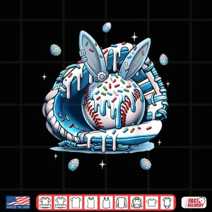 Design Happy Easter Baseball Player Bunny Sports Boys Kids Girls Shirt