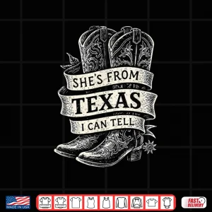 Design Shes from Texas I Can Tell Vintage Cowgirl Retro Country Shirt