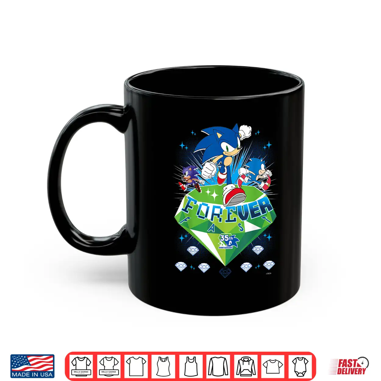 Sonic The Hedgehog 35Th Anniversary Forever Fast Emerald Run Shirt Sonic The Hedgehog 35Th Anniversary Forever Fast Emerald Run Shirt