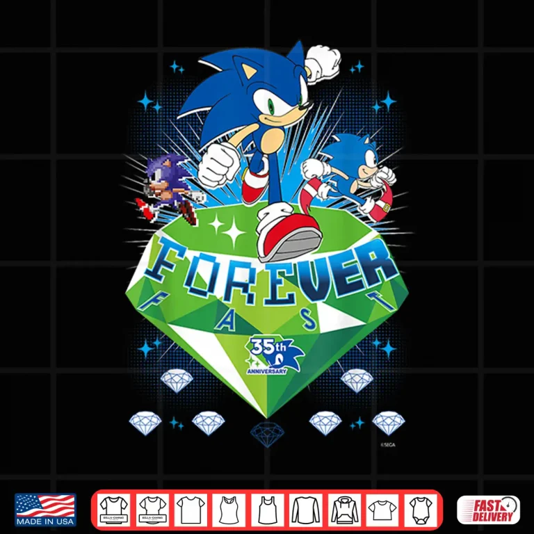 Design Sonic The Hedgehog 35th Anniversary Forever Fast Emerald Run Shirt