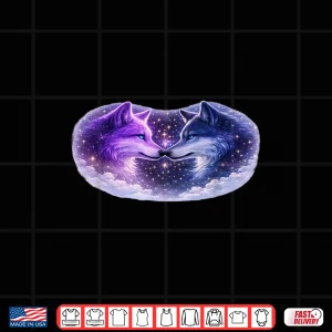 Design Celestial Purple Blue Wolves Cosmic Spirit Wolf Art Shirt