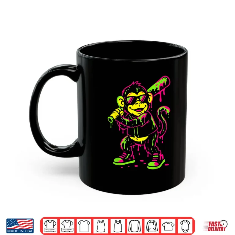 Mug Monkey Funny Animals Baseball Drip Kids Youth Boys Girls Shirt