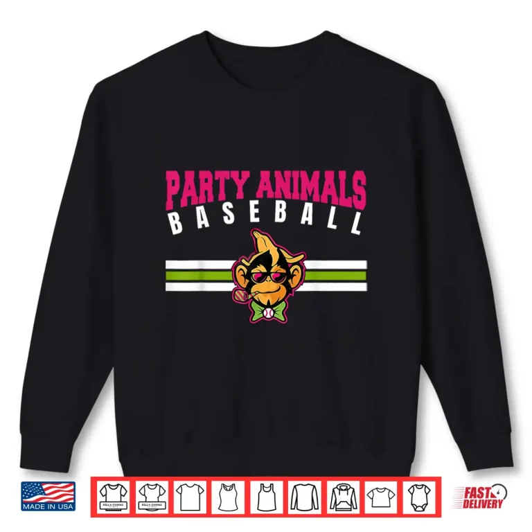 Sweatshirt Party Animals Baseball Retro Monkey Sunglasses Shirt