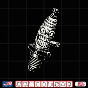 Design Spark Plug Smoking Cigar Vintage Garage Mechanic Cartoon Shirt