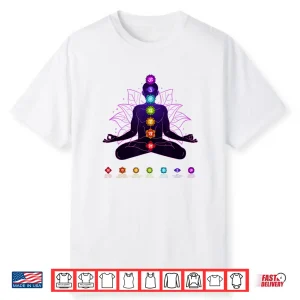 7 Seven Chakras Yoga Spiritual Body System Meditation White Shirt