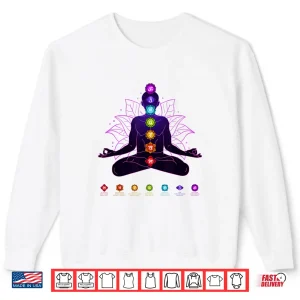 Sweatshirt 7 Seven Chakras Yoga Spiritual Body System Meditation White Shirt