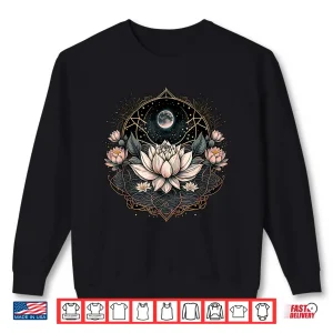 Sweatshirt Moon Yoga Meditation Lotus Flower on Celestial Lunar Lotus Shirt