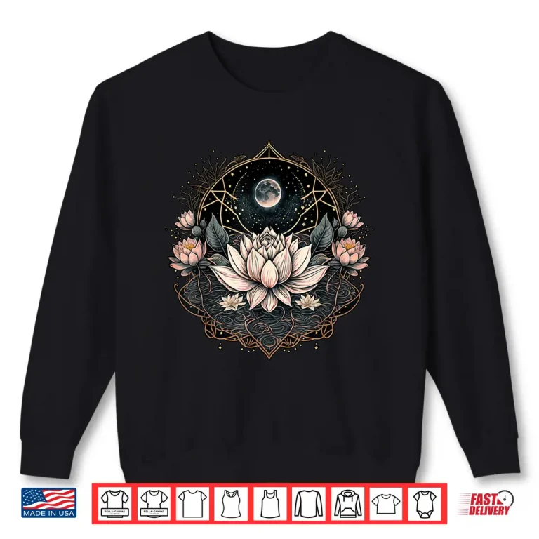 Sweatshirt Moon Yoga Meditation Lotus Flower on Celestial Lunar Lotus Shirt