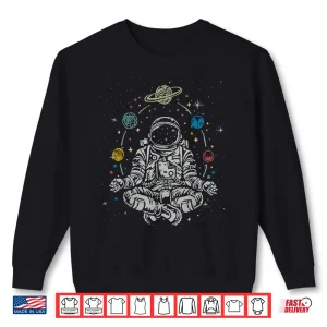 Sweatshirt Vintage Lotus Meditating Astronaut Zen Yoga Planets Universe Shirt