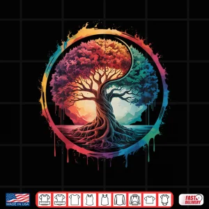 Design Tree of Life Colorful Nature Yin Yang Zen Yoga Meditation Shirt