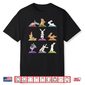 Bunny Yoga Shirt Funny Rabbits In Yoga Poses Sports Tee