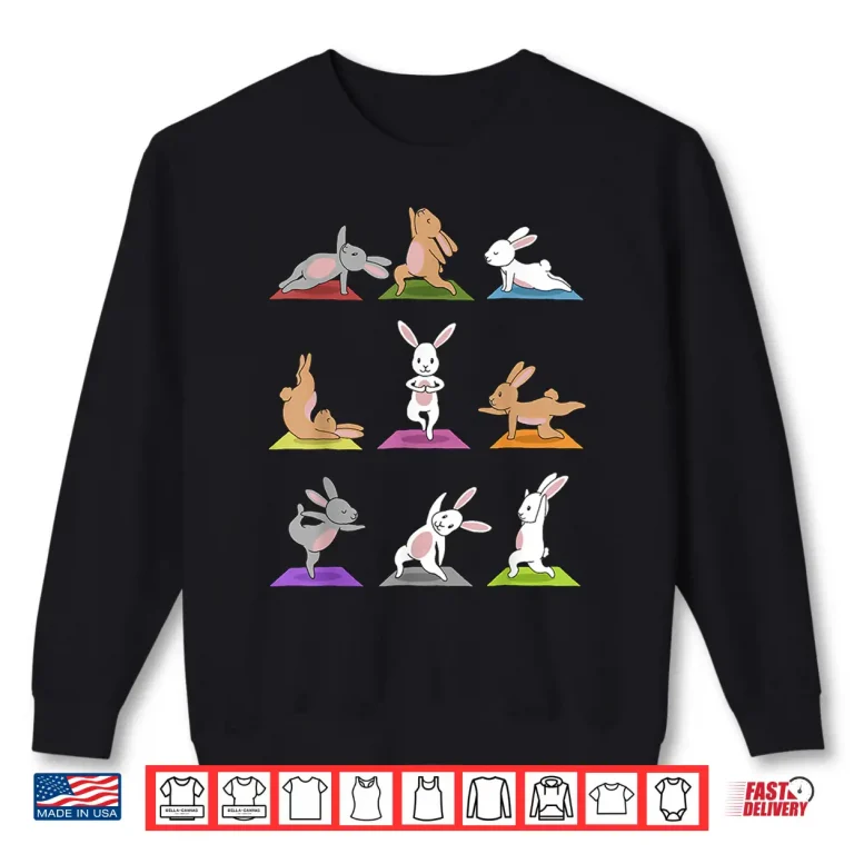 Sweatshirt Bunny Yoga Shirt Funny Rabbits In Yoga Poses Sports Tee