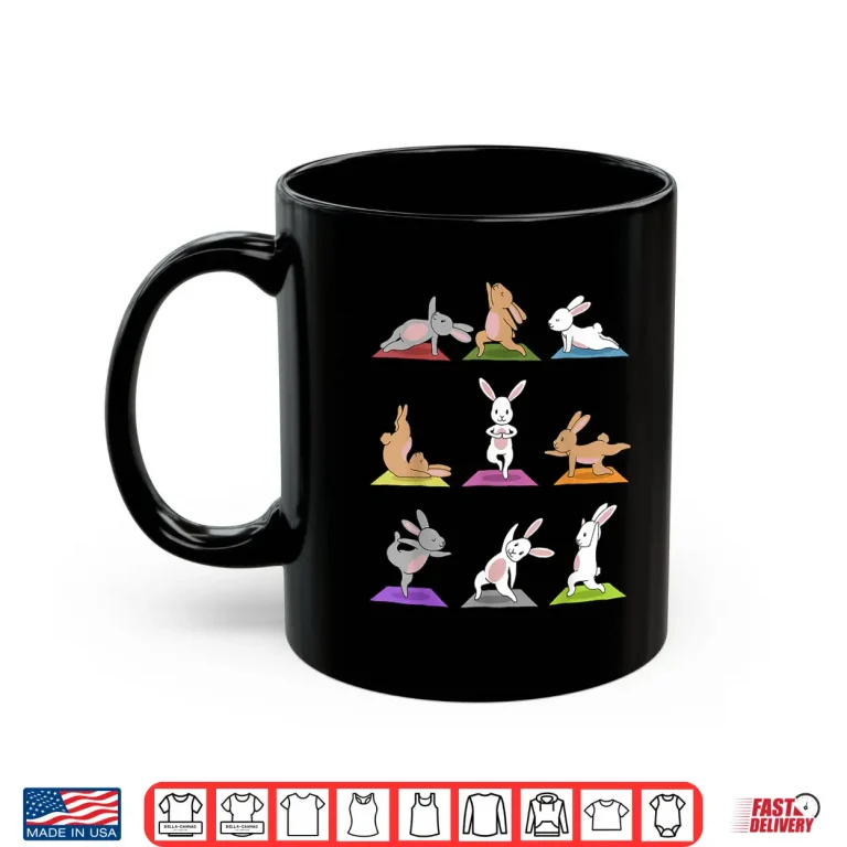 Mug Bunny Yoga Shirt Funny Rabbits In Yoga Poses Sports Tee