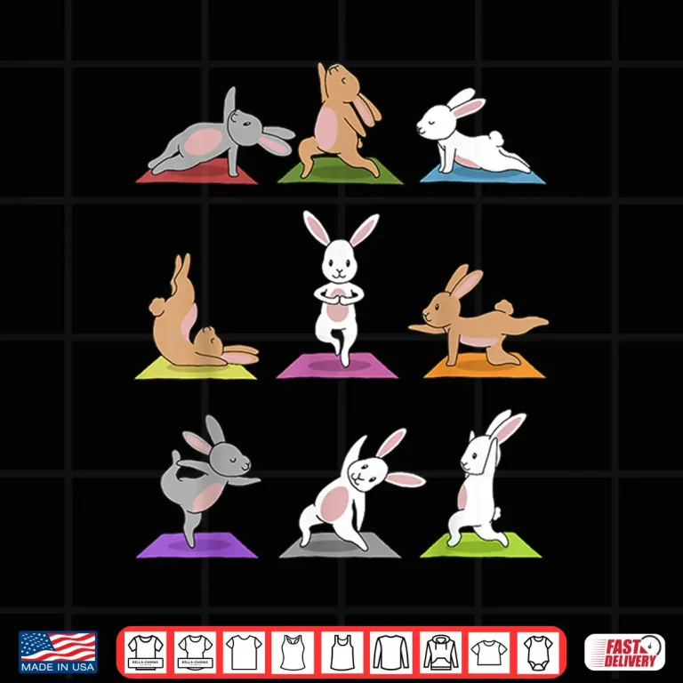 Design Bunny Yoga Shirt Funny Rabbits In Yoga Poses Sports Tee