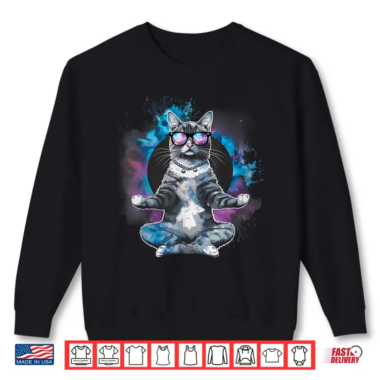 Sweatshirt Cat Zen Buddha Yoga Spiritual Hindu Buddhist Meditation Shirt