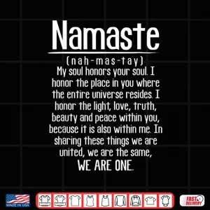 Design Definition Of Namaste Meditation Yoga Hindu Buddhist Shirt