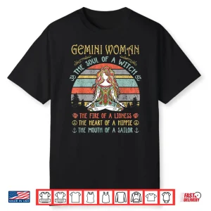 Gemini Woman The Soul Of A Witch Vintage Birthday Gift Shirt